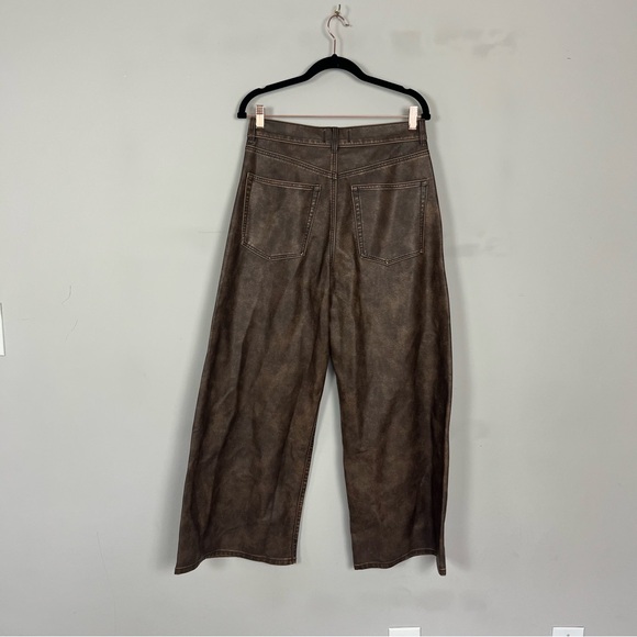 FREE PEOPLE WE THE FREE MISHA VEGAN PANTS FAUX LEATHER SIZE 30 IN BROWN - Picture 14 of 16
